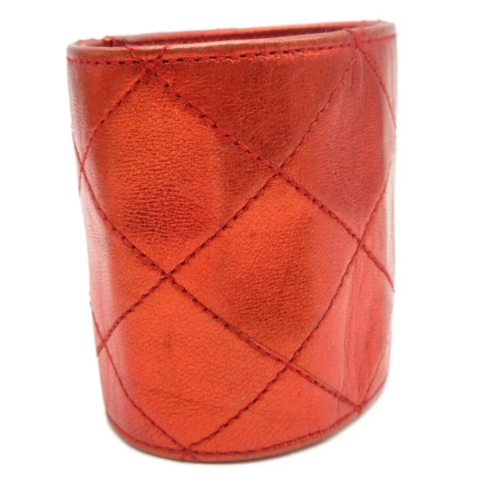 Chanel Turnlock Bangle Red Lambskin